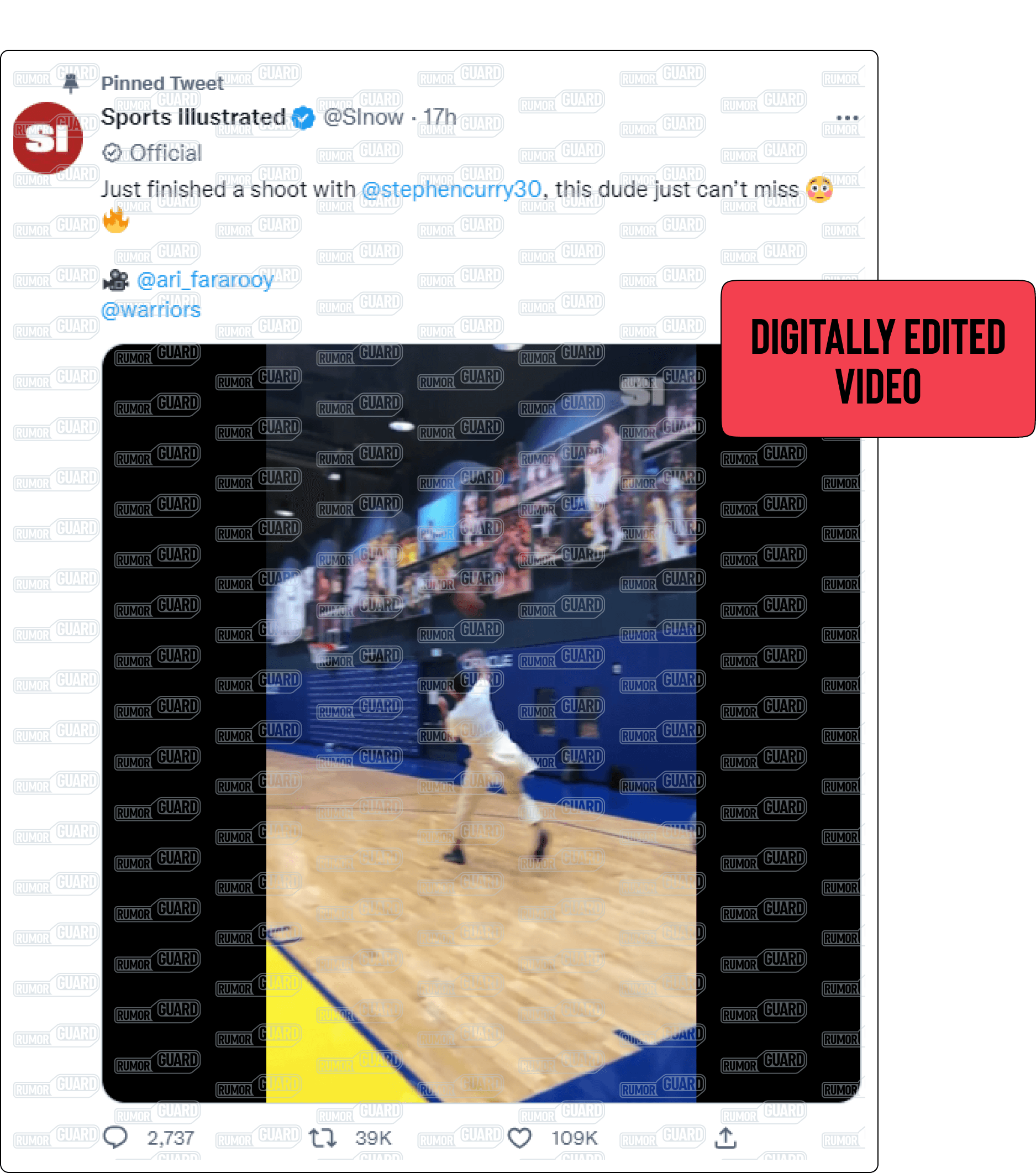 Fake Steph Curry full court shot video presented as genuine on social media Fake Steph Curry full court shot video presented as genuine on social media