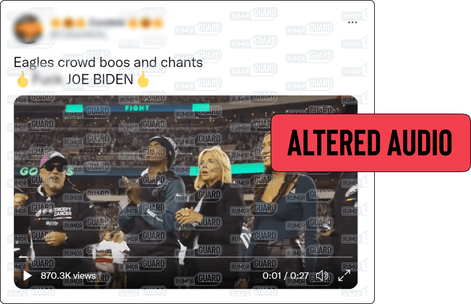 Misleading audio falsely shows NFL crowd booing Jill Biden